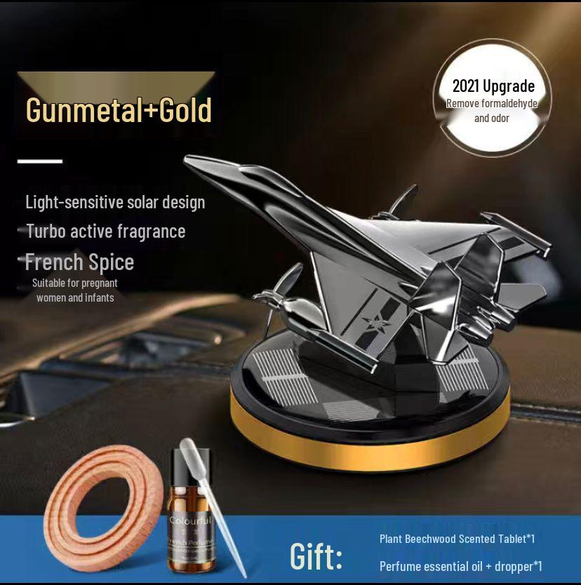 Solar-Powered Airplane Car Perfume - Innovative Men's Car Ornament for Center Console