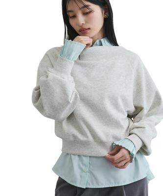 Shoulder Chest Embroidered Sweatshirt Natural Color F [BIS] 2-Way One-Off Pullover, Women's, BVM15140, (16),
