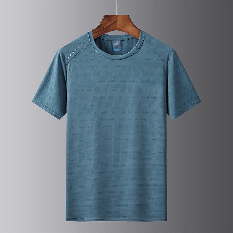 

2021 Men s Summer Solid White Ice Silk Short Sleeve T-Shirt XXL