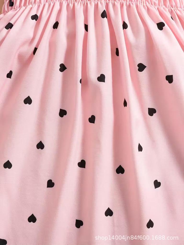 Toddler Girl Heart Smocked Dress and Hat Set Kids Beach Wear