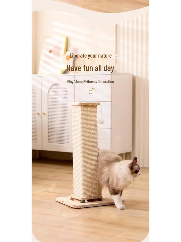 Large Vertical Cat Tree with Integrated Shelf, Sisal Scratching Post, and Bed - Universal for All Seasons