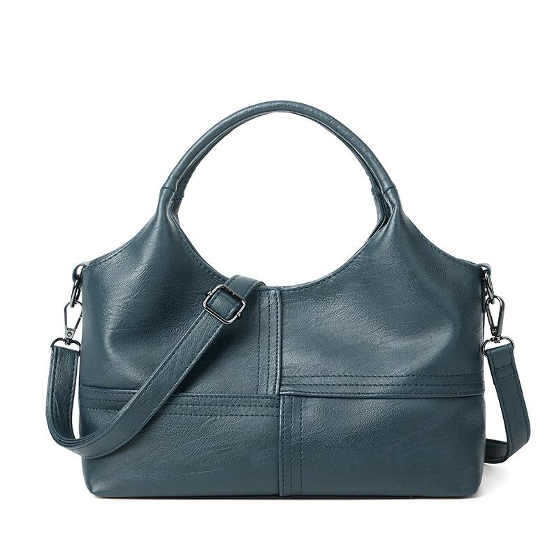 New Armpit Bag Retro Soft Leather Handbag Women'S Large-Capacity Versatile Fashion Splicing Large-Capacity Messenger Bag