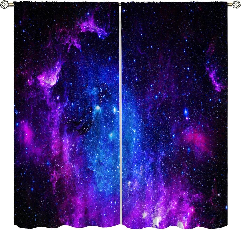 Space Astronaut Curtain,Cartoon Solar System Universe Rocket Spaceship Planet Earth Stars Window Treatments Drapes for Kids Boys