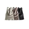 Kaslead New Arrival Women's Clothing Fashion Style Silk Satin Texture Hanging Collar Tops 8432331