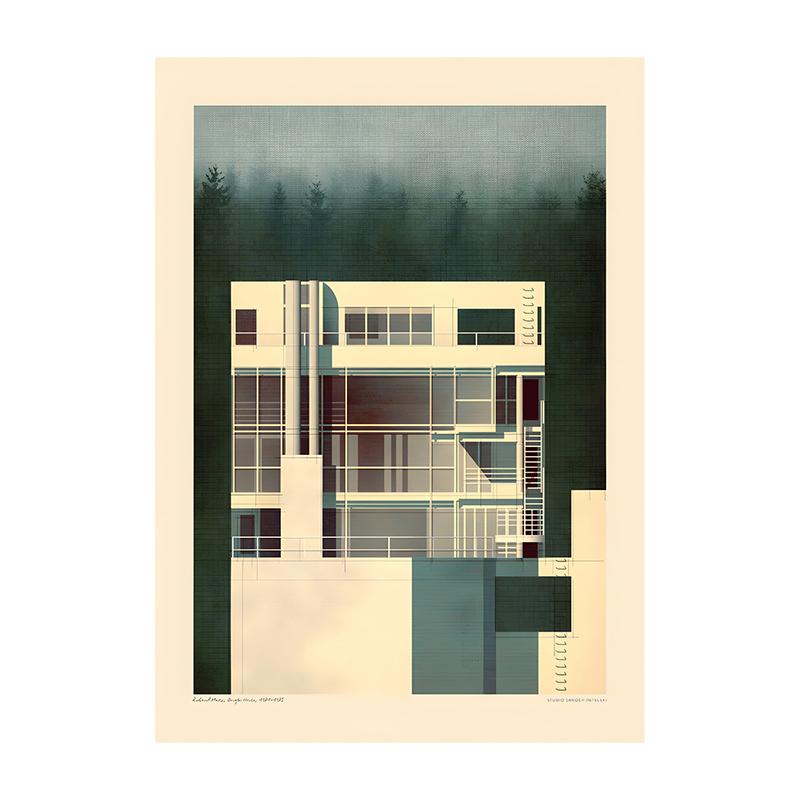 Vintage Bauhaus Residential Composition Poster Print Classic Canvas Painting Abstract Wall Art Picture for Home Decoration