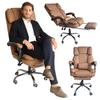 Office Swivel Chair With Footrest And Massager Leather Coffee Comfortable Xl