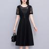 Hollow Lace Patchwork Short Sleeve Plus Size Summer Dress