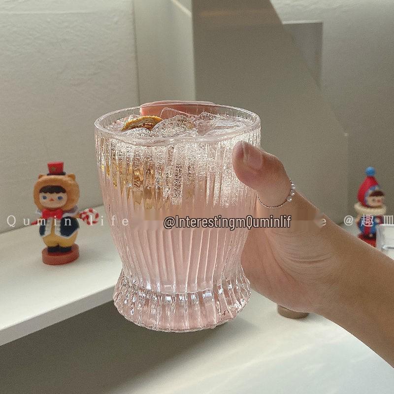 Vertical Stripe Embossed Glass: Perfect for Water, Juice, Iced Coffee, Beer, or as a Gift.