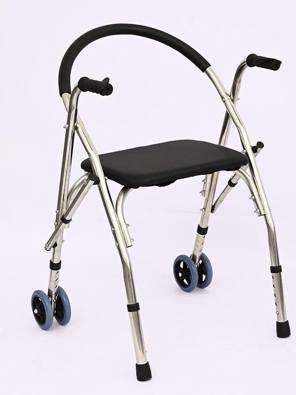 Foldable Double-Wheel Carbon Steel Walker for the Elderly