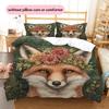 Coroa de Flores Animal Padrão Conjunto de Colcha Roupa de Cama Capa de Colcha Fronha Decoração de Casa Presente (1 capa de edredom + 2 fronhas, sem enchimento.)