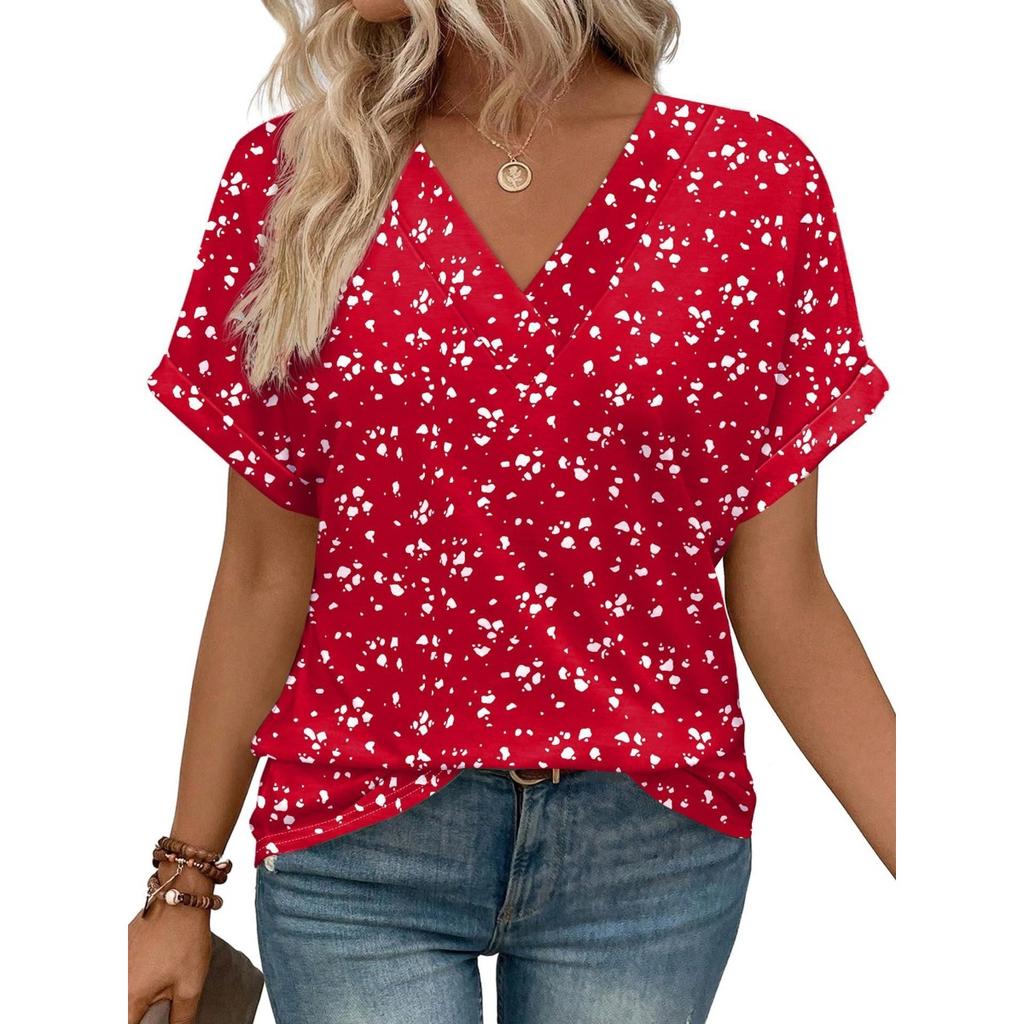 Women's Round Neck Short Sleeve Striped Color Block Loose Fit Casual Print T Shirt Streetwear Top