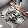 Football Club Area Rug, Juventus FC Black White Grunge Cracked Emblem Bull Print, Soccer Fan Room Decor, Non-Slip Mat