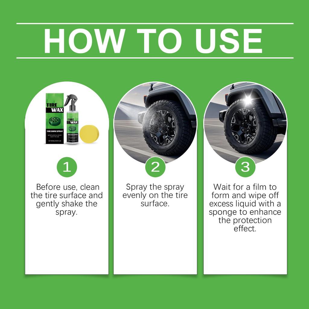 Wheel Gloss Spray Set Car Tire Maintenance Decontamination Polishing Black Gloss Care Agent 100ml