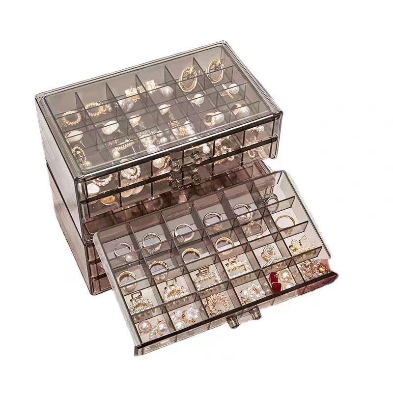 Multi-layer Jewelry Storage Box, Transparent High-end Ring, Stud Earrings, Necklace, Storage Display Rack, Drawer, Jewelry Box.