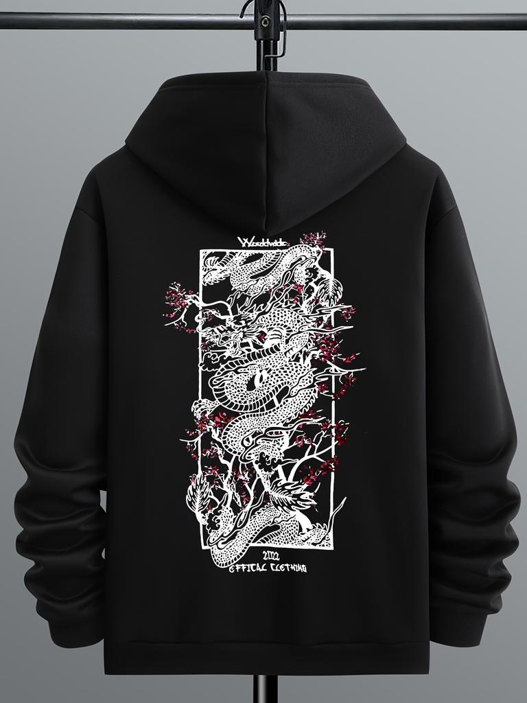 Vintage mikiny Pánské mikiny s výšivkou draka Dámské Hip Hop mikiny s kapucí Čínské Streetwear mikiny Bavlněný fleecový svetr