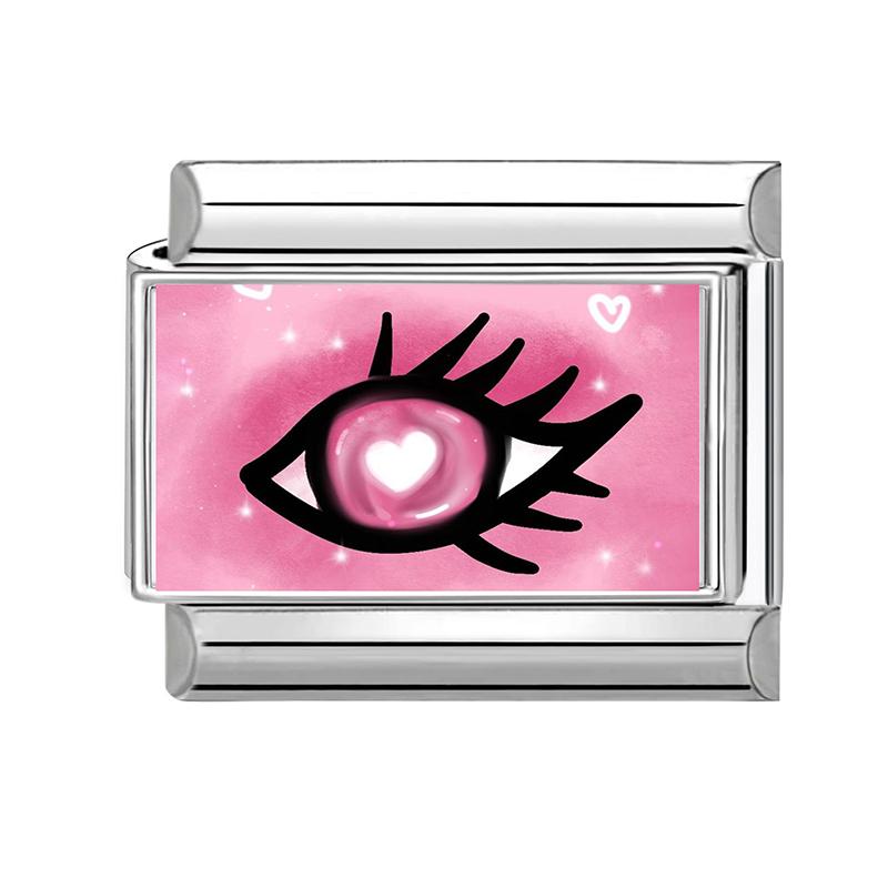 New Romantic Valentine's Love Series Pink Heart Italian Charm Links Fit 9mm Stainless Steel Bracelet DIY Making Jewelry Gift