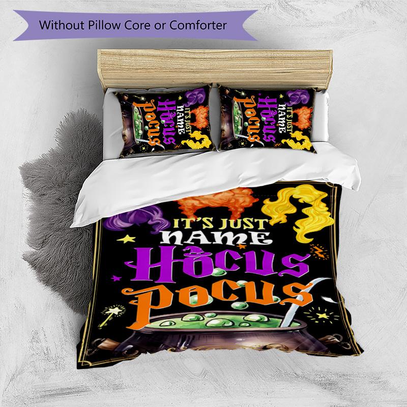 3pcs Hocus Pocus Cover Set - Personalized Name, HD Printed Bedding with 1 Cover and 2 Pillowcases - Perfect for Home Decor, Easy Care