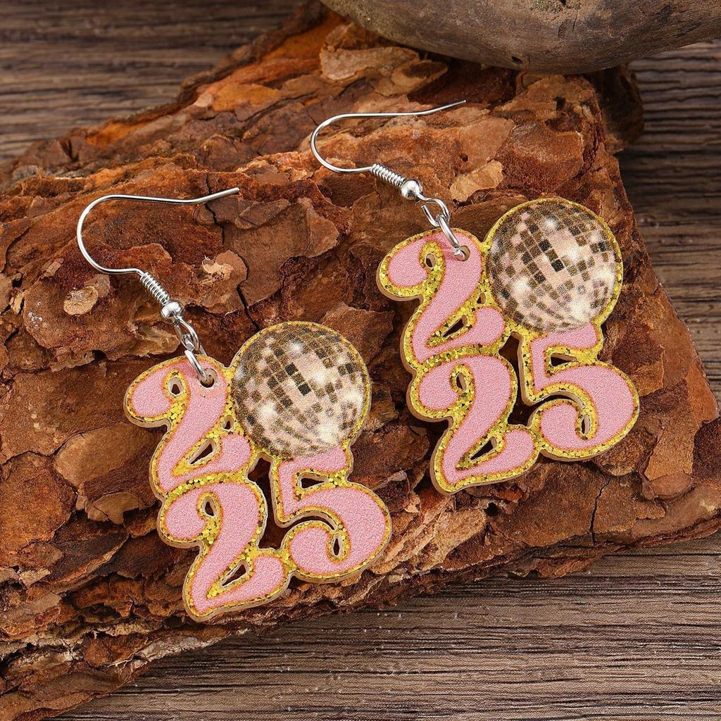 Creative 2026 Theme Earrings Acrylic Texture Geometric Earrings Ear Jewelry Suitable for Elegant Women Daily Wear
