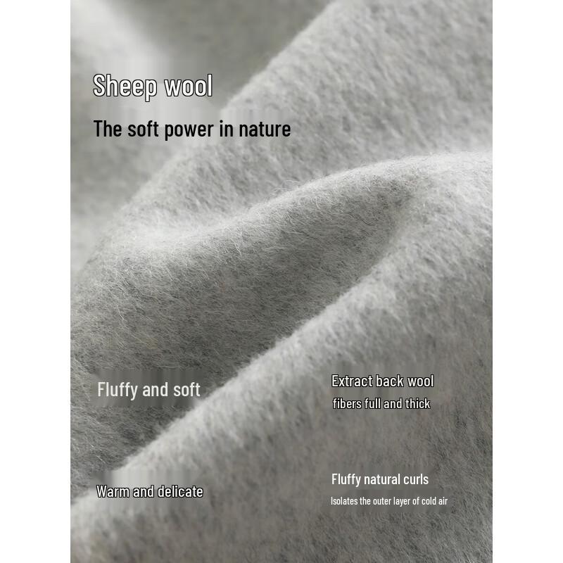 XWI Women's Detachable Scarf Double-Faced Wool Coat