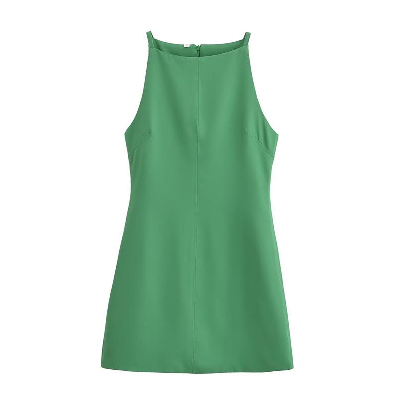 Women's French Fashion Slim Fit Straight Neck Sleeveless Dress