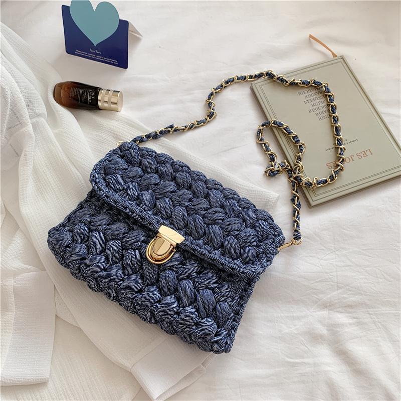 Bolsas de Mão Femininas da Moda Bolsa de Tecido Alça de Crochê Casual Ombro Transversal Clutch