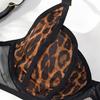Sexy Women’s Leopard Print Lingerie Set Lace Patchwork Underwear Low Cut Push Up Three Piece Set