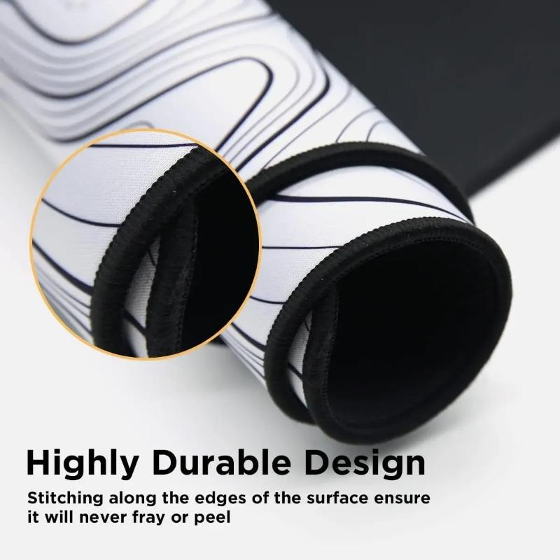 Black and White Gaming Mouse Pad Computer Laptop Keyboard Big Desk Mats Anti-slip Locking Edge Carpet 90x40cm Gaming Accessories