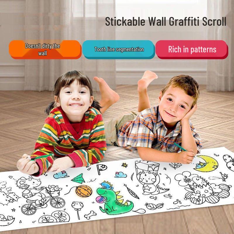 

Children s Long Doodle Coloring Roll - Stick-on, No-Mess Wall Canvas for Drawing and Painting 0.44*2.6M (Traditional Festivals)