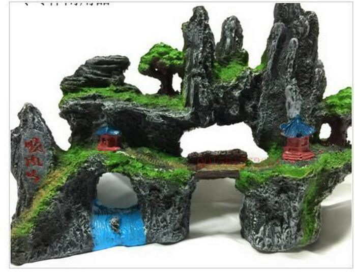 Aquarium Rockery Windmill Decoration with Air Pump-Driven Water Wheel