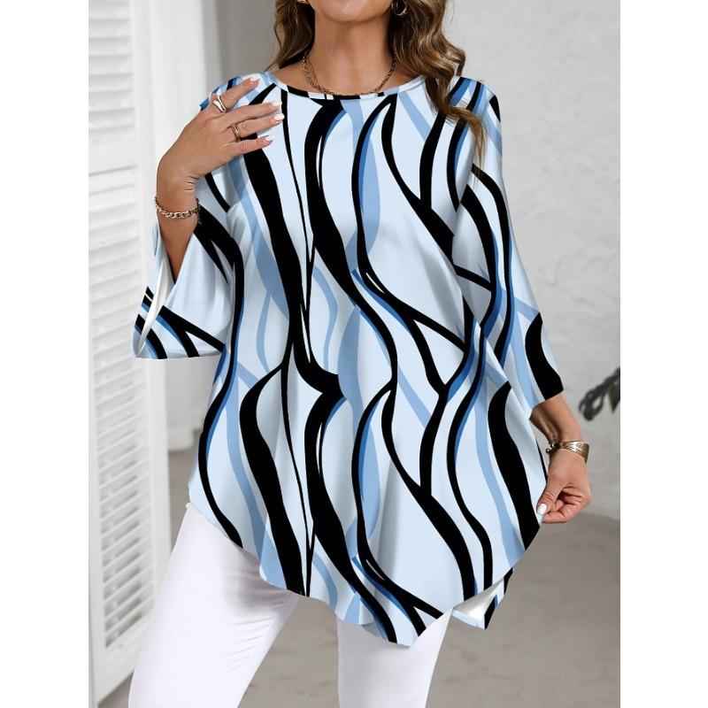Plus Size Women's Printed Top / Casual Elegant Ladies Top