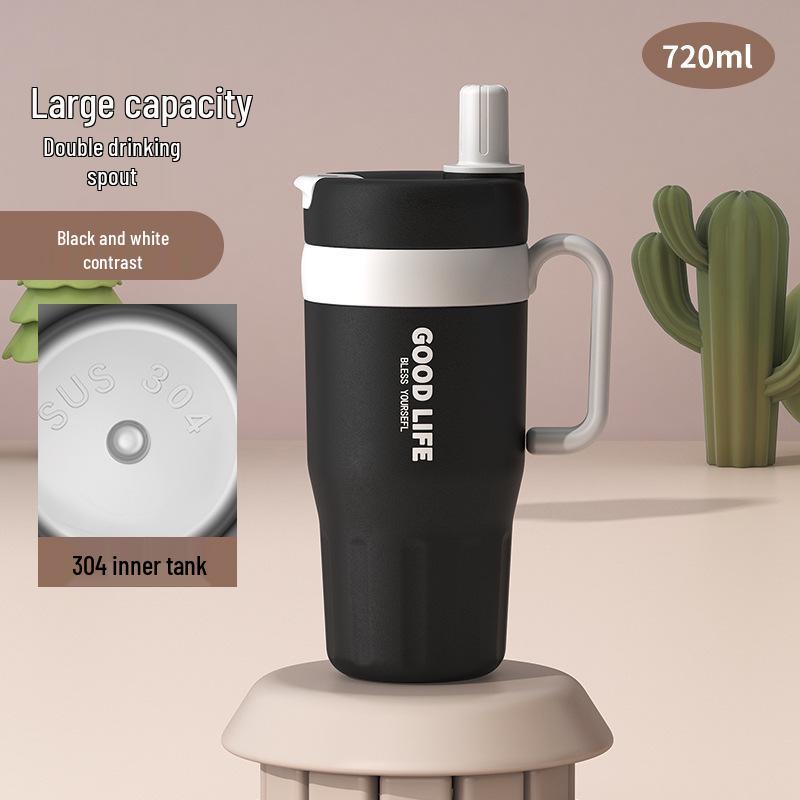 High-Value Portable Straw Cup with Lanyard, 304 Stainless Steel, Ideal for Cola and Coffee, Great Gift