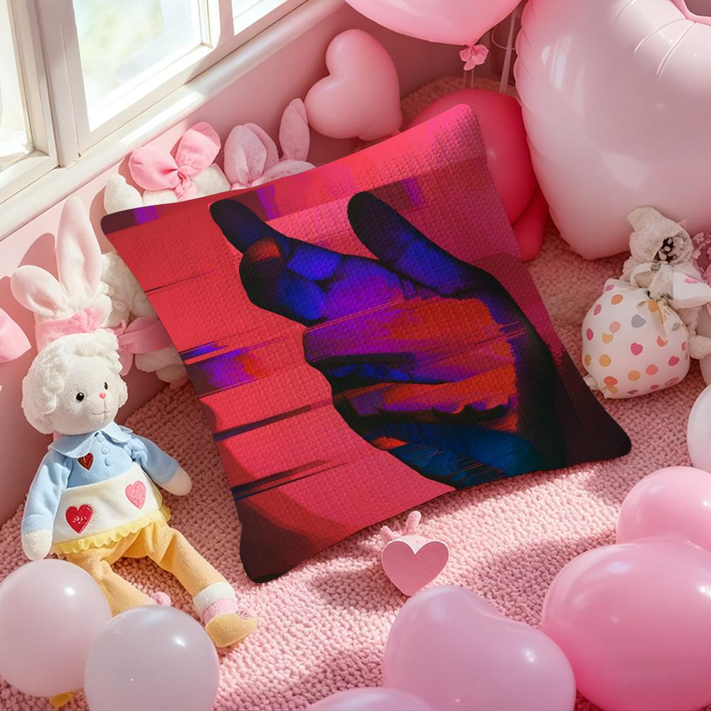 Cyberpunk Gradient Tone Pillow Case Antidustmite Pillowcase Invisible Zipper Silky Short Plush Sofa Cushion Cover