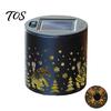 Christmas Party Decorative Projection Solar Light, Snowman Santa Waterproof Metal Wall Lantern, Powered Festive Snowflake Pattern Lighting Warm White