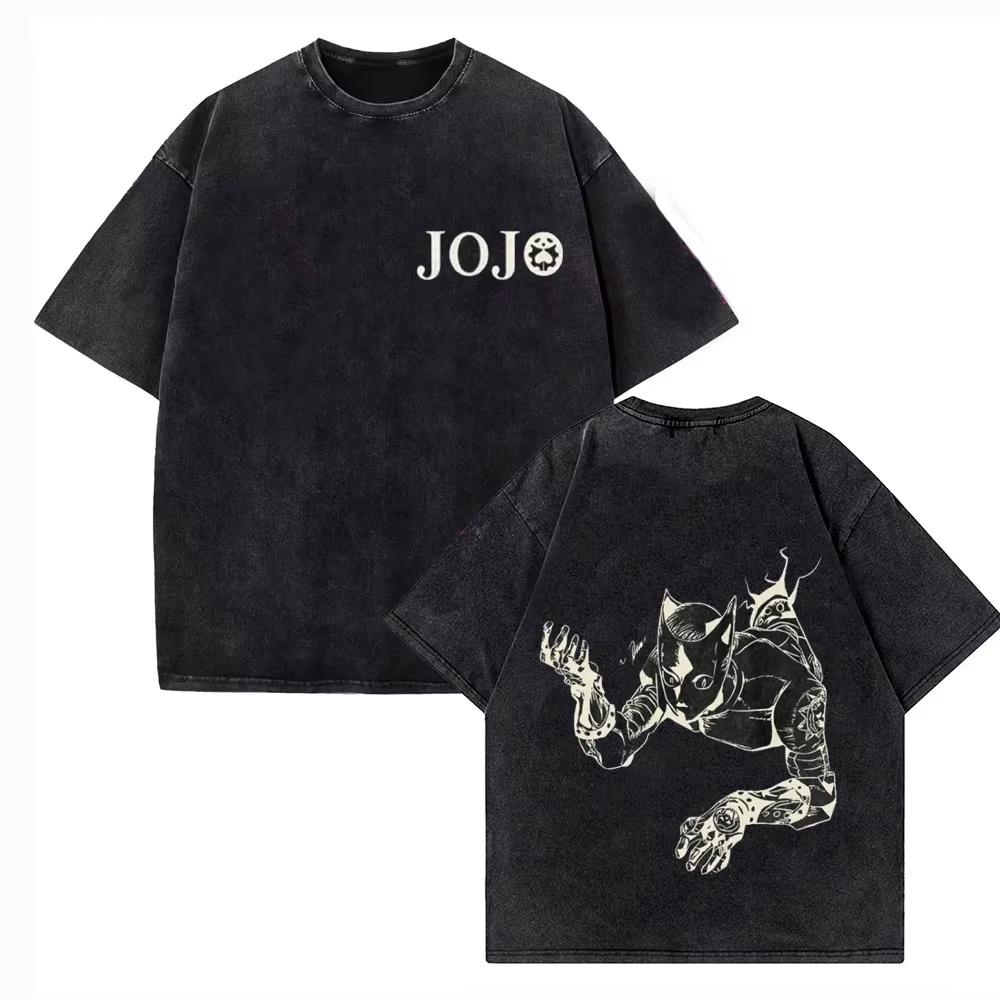 2026 Summer Hot Sale Vintage Washed TShirt JoJo Bizarre Adventure Gyro Zeppeli Streetwear T-shirt Unisex Fashion Trendy Tee
