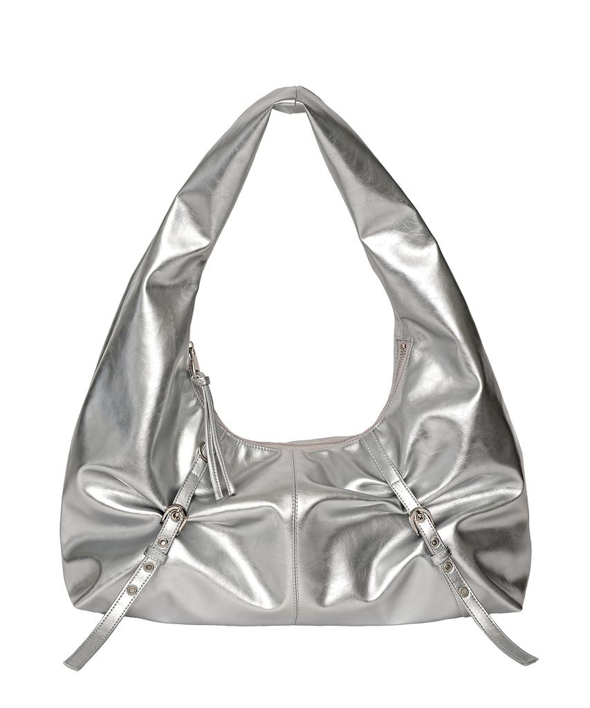 Picea Belted Hobo Bag [Liquid Silver]