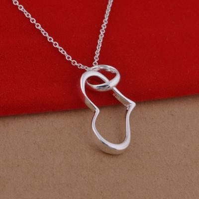 Silver Plated S925 Silver Simple Heart Shaped Pendant Silver Necklace Exquisite Trendy Jewelry