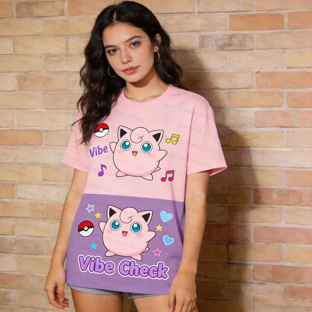 Pokemon Printed Tshirts Women Kawaii Squirtle CharUnisexder Pikachu Tees Casual Short Sleeve Oversized Tops Summer Y2K Streetwear