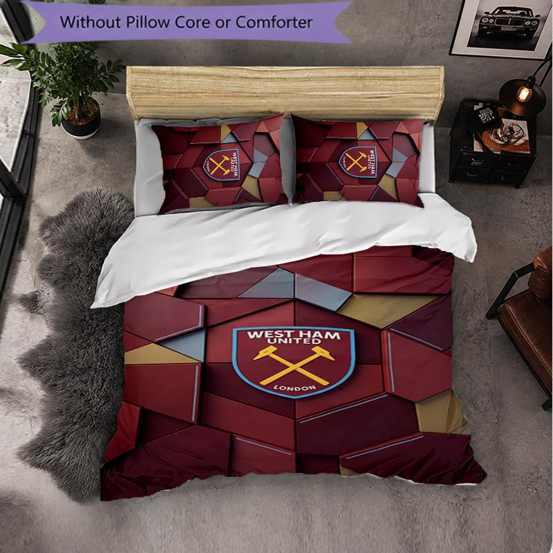 West Ham United Calcio Set Biancheria da Letto 3 Pezzi Morbido Set Copripiumino con Federe Set Decorazione Camera da Letto per la Casa