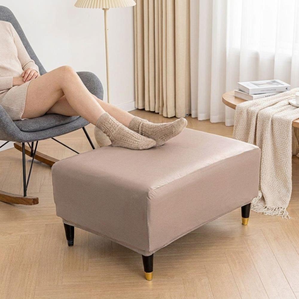 Universelle PU-Leder Hockerabdeckung Wasserdicht Ölbeständig Hockerabdeckung Vollständige Abdeckung Verschleißfest Sofa Fußstützabdeckung Eingangsbereich