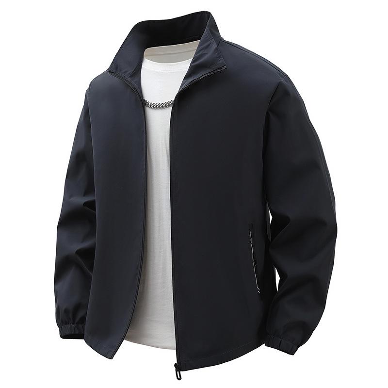 Men's Spring Stand-up Collar Casual Jacket - Loose, Versatile, Fashionable Coat for All Ages, Large Sizes Available.