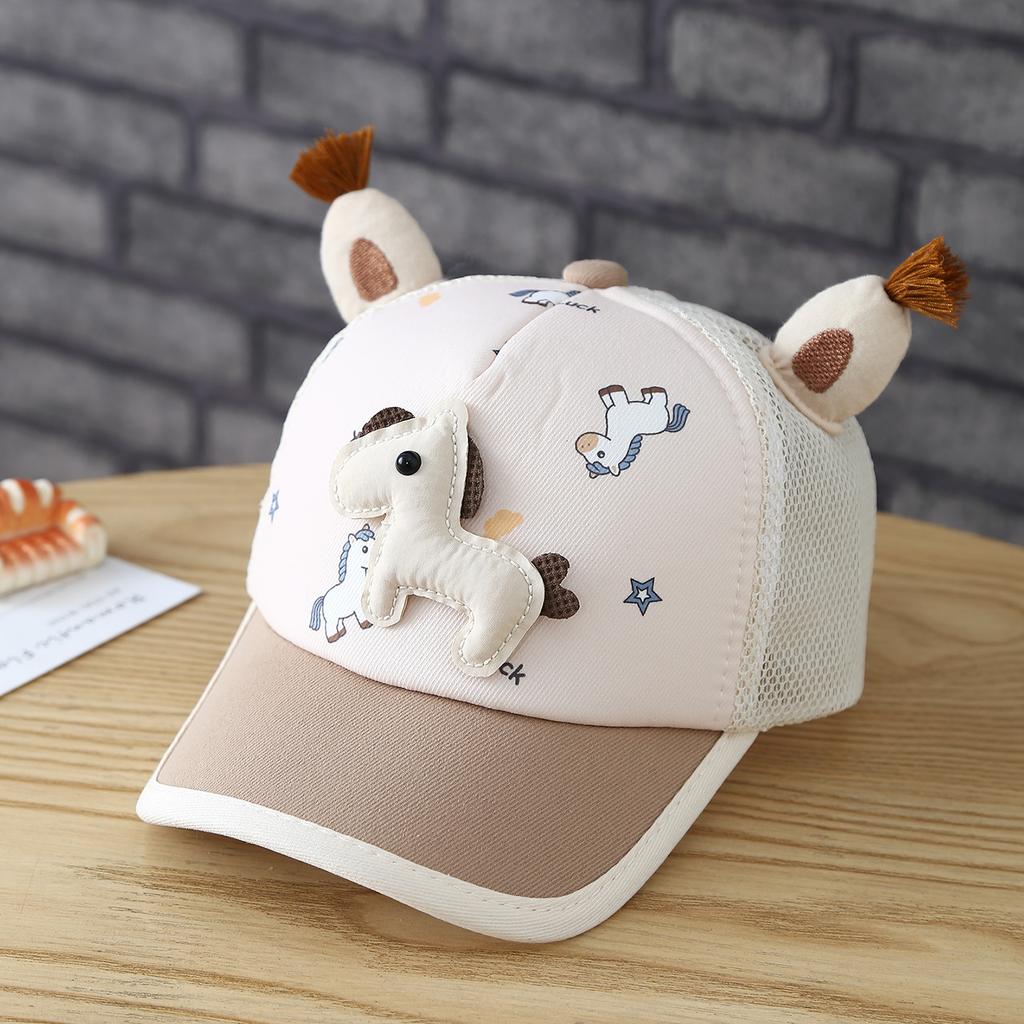 Children's Pony Figurine Net Cap  Summer Girl's Mesh Baseball Cap  Boy's Outdoor Sun Protection Fedora Hat