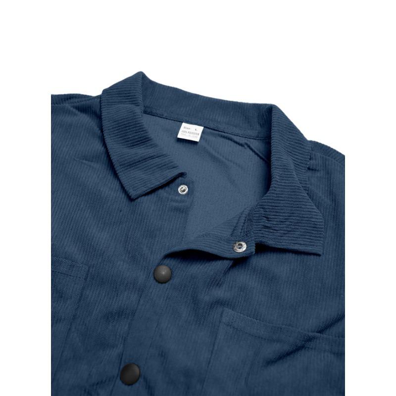 2025 Casual Solid Color Corduroy Button Cardigan Jacket Solid Color Loose Pocket Work Shirt