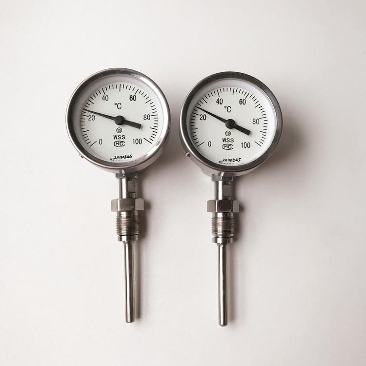 Haichen Bottom Connection Type Stainless Steel Bimetal Dial Probe Thermometer with Thermowell