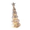 Glass Christmas Tree Figurine Light with LED Light Art Crafts Christmas Decoration for Indoor Holiday Shelf Fireplace Mantel