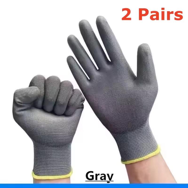 2/6Pairs PU Coated Safety Work Gloves Light Duty Seamless Knit Gloves with Grip Women Men Mechanic Cleaning Mechanic Automotive
