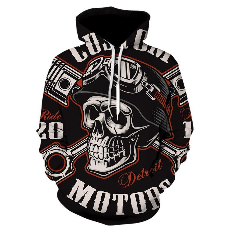 Autumn Winter Retro Skull Series 3D Digital Printed Men's Loose Fitting Pullover Hoodies Fashionable Long Sleeved Hoodies