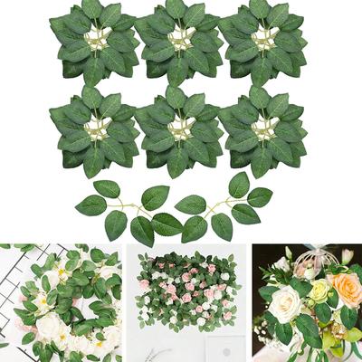 10/15/20/25/30/50/80/100Pcs Artificial Rose Leaves Fake Leaves for Roses Decorations Faux Silk Green Leaves for Wedding Bouquets