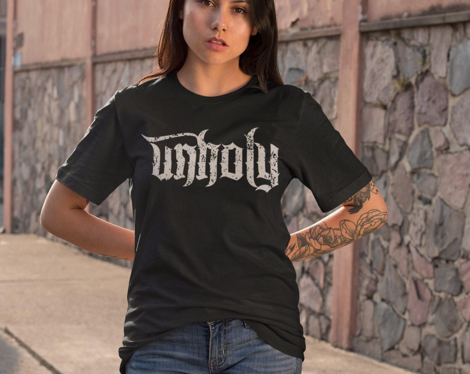 UNHOLY t-shirt / Black tee / Unisex t-shirt / Alternative dark t shirt / L