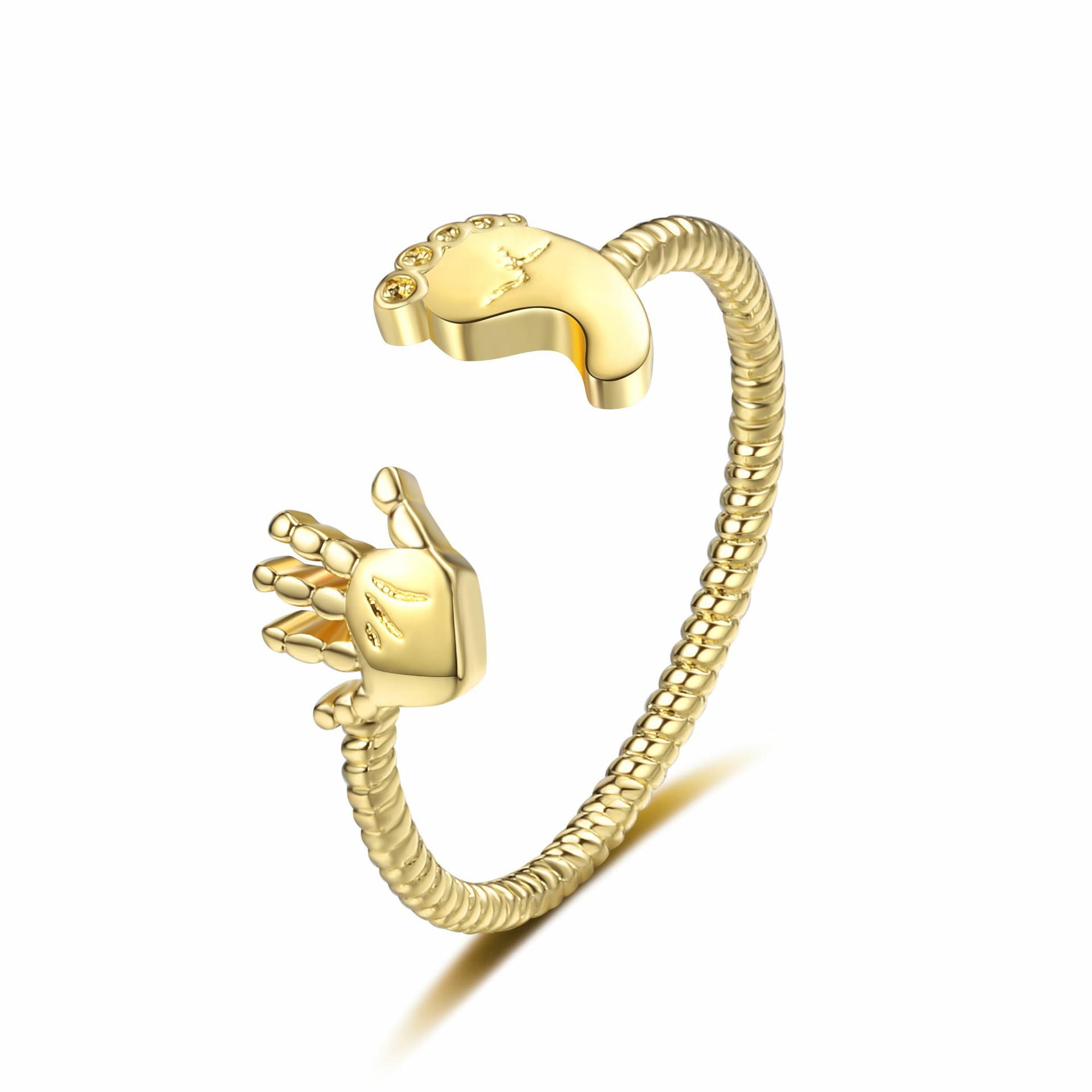 

Baby Footprint & Handprint Jewelry Ring - Mother s Day Gift Adjustable Opening золотий