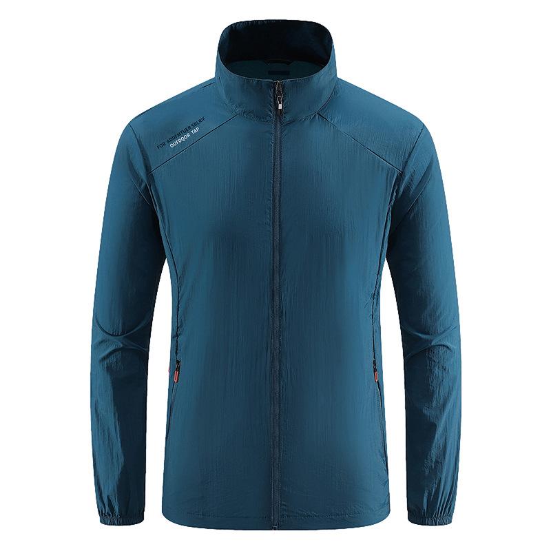 Sunscreen Clothing Men s Summer Thin Section Breathable Ice Silk Outdoor Cycling Sportswear Stand-up Collar Sunscreen Clothing M королевский синий